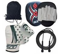 Kids' Boxing Set - Focus Pads, Gloves 2oz, Kick Boxing Gloves, Junior Punching Bag, Target Set, MMA Training, Hook & Jab Strike Pads For Boys & Girls (Black)