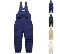 Kids Boy Girl Ski & Snow Pants Softshell Down Puffer Bottoms Windbreak Waterproof Ski Bib Overalls Toddler Outdoor Snow Cargo Joggers Pants for Hiking Camping Travelling (Dark Blue, 4-5 Years)