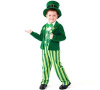 Kids Boy St. Patrick's Day Tops Hat Pants 4pc Sets St Patricks Day Outfits Leprechaun Costume St Patricks Day Ireland Hat Party Fancy Dress Accessory St Patricks Day Headband St Paddy'S Day Irish