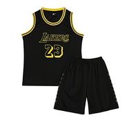 Kids Boys Basketball Kit 2-Piece Set - Tank Top & Matching Shorts, Sleeveless Training Jersey, Sports Gifts for Child (4-5 Years, Black)