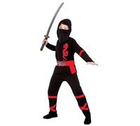 Kids Boys Black/Red Power Ninja Fancy Dress Costume (11-13 years)