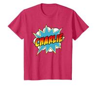 Kids Boys Charlie Comic Book Superhero Name T-Shirt