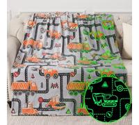 Kids Boys Construction Excavator Gifts Toys - Glow in The Dark Truck Blanket Birthday Christmas Valentine's Easter Gift for Age 1 2 3 4 5 6 7 8 9 10 Years Old Teen Toddlers Car Plush Throw 50"x60"