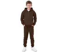 Kids Boys Cotton Tracksuits 2 Piece Half Zipper Hoodies Joggers Set Teen Plain Cute Pullover Hoodie Sweatshirts Sweatpants Outfits with Pockets (Brown, 5-6 Years)