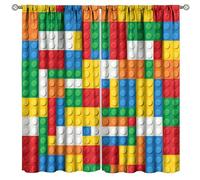 Kids Boys Curtains for Bedroom,Colorful Building Blocks Toys Geometric Print Window Treatments Nursery Living Room 2 Panel Set Total Size 42" W X 45" L Inch