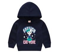 Kids Boys Dinosaur Hoodie Baby Girls Cute Bunny Cat Pattern Hoodies Long Sleeve Hooded Sweatshirt Cotton School Jumper Funny Animals Print Hoody Sports Pullover Top (Navy-3, 7-8 Years)