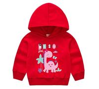 Kids Boys Dinosaur Hoodie Baby Girls Cute Bunny Cat Pattern Hoodies Long Sleeve Hooded Sweatshirt Cotton School Jumper Funny Animals Print Hoody Sports Pullover Top (Red-5, 18-24 Months)