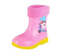 Kids Boys Fleece Lined Waterproof Wellies Non Slip Warm Lining Lightweight Rain Boots Toddler Water Resistant Outdoor EVA Snow Shoes Winter Fall Cute Rubber Rain Boot (Red, 12.5 Little Child)