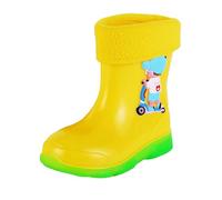 Kids Boys Fleece Lined Waterproof Wellies Non Slip Warm Lining Lightweight Rain Boots Toddler Water Resistant Outdoor EVA Snow Shoes Winter Fall Cute Rubber Rain Boot (Yellow, 3.5 Big Kids)