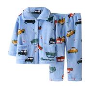 Kids Boys Fleece Pajamas Set Warm Winter Fall Sleepwear Soft Tops Pants Sets with Pockets 4t Boys Dress Clothes Set Sky Blue