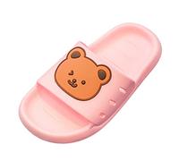 Kids Boys Girls Bear Slides Open Toe Non-Slip Cloud Shower Slippers Toddler Indoor House Sandals Summer Beach Shoes Soft Breathable Home Bedroom Flops (Red, 8 Toddler)