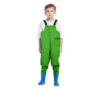 Kids Boys Girls Chest Waders Boys Romper Jumpsuit for Outdoor Play Summer Adjustable Suspenders with Zipper Pocket Toddler to Teen Wading Suit (Green, 13-14 Years)