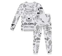 Kids Boys Girls Creative Graffiti Pyjamas Set Christmas Colouring DIY Hand 2 Piece Pjs Toddler Winter Warm Cotton Coloring Painted Xmas Pajama Sets Birthday Party Holiday (Sky Blue, 13-14 Years)
