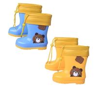 Kids Boys Girls Cute ear Wellies with Pull On Drawstring Waterproof Non-Slip Rain Boots Unisex Outdoor Running Walking Wellington Soft Rubber Rain Shoes (Blue, 12.5 Little Child)