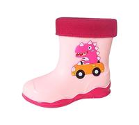 Kids Boys Girls Dinosaur Fleece Lined Waterproof Rain Boots Toddler Baby Non Slip Warm Lining Wellies Winter Fall Water Resistant Outdoor Rubber Snow Shoes (Pink, 10 Little Child)