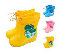 Kids Boys Girls Dinosaur Rain Boots Tie Top Waterproof Wellies Non Slip EVA Water Resistant Snow Shoes Toddler Outdoor Lightweight Winter Fall Rain Boot for Wet Weather (Yellow, 6 Infant)