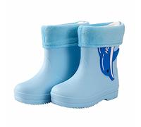Kids Boys Girls Fleece Lined Waterproof Rain Boots Toddler Unisex Non Slip Dolphin Wellies Warm Lining Water Resistant Cute RubberSnow Shoes Winter Fall Outdoor Rain Boot (Blue, 8.5 Toddler)