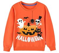 Kids Boys Girls Halloween Jumper Age 1-7 Years Dinosaur Pumpkin Skull Glow-in-The-Dark Sweatshirts Cool Little Toddlers Long Sleeve Tees Shirts Big Children Cute Crewneck 100% Cotton Tops Shirts