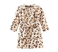 Kids Boys Girls Hooded Bathrobes Thick Warm Flannel Dressing Gown Children Soft Plush Fleece Nightgown Toddler Unisex Leopard Camouflage Design Robe Pajamas Sleepwear Nightwear 2-8 Years