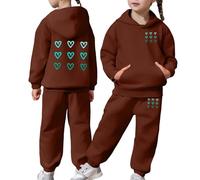 Kids Boys Girls Hooded Sweatshirt and Jogger Pants Set Kids Fleece Pullover Hoodie Sweatpants 2 Pieces Tracksuit Sweatsuit (Coffee, 4-5 Years)