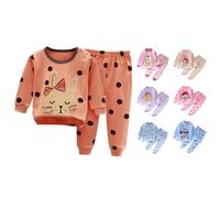 Kids Boys Girls Long Sleeve Pullover Pyjamas artoon Graphic Cotton Pjs Set 2 Piece Pajamas Winter Warm Nightwear Outfits Soft Comfort Lounge Sleepwear (Yellow, 7-8 Years)