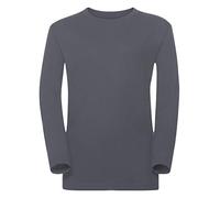 *Kids Boys Girls Long Sleeve Tshirts Tops Plain Jersey Crew Neck Basic Casual (Convoy Grey, 11-12 Years)