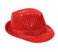 Kids Boys Girls Sequin Hat Shiny Jazz Dance Hat Stage Performance Caps Fancy Dress Up Carnival Costume Cap for Toddler (Red, One Size)