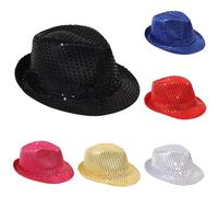 Kids Boys Girls Sequin Hat Shiny Jazz Dance Hat Stage Performance Caps Fancy Dress Up Carnival Costume Cap for Toddler (Black, One Size)
