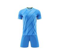 Kids Boys Girls Soccer Sets Football Training Outfits, Loose Shorts + T-Shirt Set School PE Tracksuit Breathable Mesh Sport Unifor Jerse Clothing (Blue, 13-15 Years)