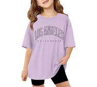 Kids Boys Girls Summer Letter Tops Short Sleeve 2025 Sports Loose Fit T Shirts Trendy Graphic Casual Cute Birthday Tees Shirts Tshirt Tee Shirts Girls Boys Kids Light Purple
