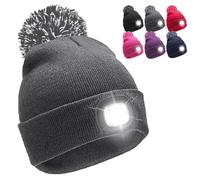 Kids Boys Girls Winter Bobble Hat with Rechargeable LED Head Torch Light 6 Colours (UK, Age, 6 Years, 13 Years, Grey)