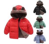 Kids Boys Girls Winter Coats Hooded Down Thicken Jackets with Cute Teddy Bear Ear Toddler Baby Boy Girl Light Warm Fleece Puffer Jacket Kids Baby Winter Snowcoat Outerwear (Blue, 2-3 Years)