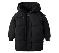 Kids Boys Girls Winter Puffer Jackets Padded Long Coat with Hood Tween Girl Boy Thick Warm Bubble Down Coats Windproof Insulated Snow Coat Trendy Overcoat Outwear (Black, 11-12 Years)