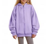Kids Boys & Girls' Zip Up Hoodie - 2025 Fall Winter Collection, Oversized Y2K Design, Cute Hooded Sweatshirt Jacket, Features Practical Pockets(Purple, 7-8 Years)