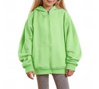 Kids Boys & Girls' Zip Up Hoodie - 2025 Fall Winter Collection, Oversized Y2K Design, Cute Hooded Sweatshirt Jacket, Features Practical Pockets(Mint Green, 6-7 Years)