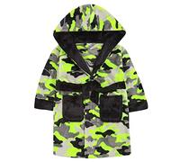 Kids Boys Hooded Neon Camo Dressing Gown Bath Robe Sleepwear 11-12 Years