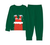 Kids Boys' Pajamas Set Funny Santa Snowflake Girl's Clothing Set Christmas Pjs Fashion Sleepwear Long Sleeved T-Shirt+Pants 2-10 Years (Green, 7-8 Years)