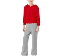 Kids Boys Plain Tracksuits Full Set Girls Sweat Suit Hoodies Plain Tracksuit Hoodie with Jogger Sweatshirt & Sweatpants Sports Activewear Outfit Set School Season (Watermelon Red, 11-12 Years)