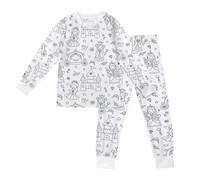 Kids Boys' Pyjama Sets DIY Hand Painted Colorable Pajama Funny Christmas Cartoon Colouring Pyjamas for Children Girls Creative Graffiti Sleepwear Can Play with and Wear 2PC Family Matching Loungewear