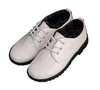 Kids Boys School Shoes Boy's Patent Leather Lace-Up Dress Oxford Shoes for Formal Prom Graduation (Toddler/Little Kid/Big Kid) A0_White Footwear UK 2.5