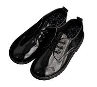 Kids Boys School Shoes Boy's Patent Leather Lace-Up Dress Oxford Shoes for Formal Prom Graduation (Toddler/Little Kid/Big Kid) A0_Black Footwear UK 12