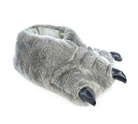 Kids Boys Slippers Boots Bootie Plush Animal Monster Novelty Warm Fluffy Gift, (Grey, 9-10)