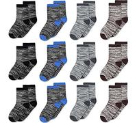 Kids Boys Socks, 12 Pairs Cotton Soft Breathable Walking Striped Toddler Socks for Girls Boys 1-14 Years