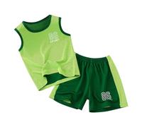 Kids Boys Sports Clothing Set Age 1-14 Years Graphic Summer Tracksuit Full Set Teenage Boys 2 Piece Shorts and T Shirts Short Sleeve Cute Cartoon Casual Jogging Running Green