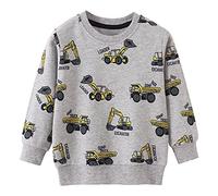 Kids Boys Sweatshirt Excavator 100% Cotton Fleece Plain Jumper Crew Round Neck Pullover Jumpers Top Age 3-4 Years