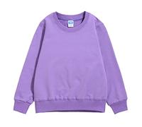 Kids Boys Sweatshirt Girls Children Top Long Sleeve Pullover Crewneck for Toddler Cotton Casual Outdoor Activewear Uniform Ages 3-16 Years Purple