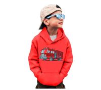 Kids Boys Sweatshirt Unisex Pullover Hoodie Long Sleeve with Pocket Pe School Sweat Warm Coats Children Clothes Red
