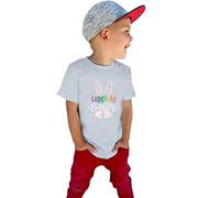 Kids Boys Tops Kids Short Shirts Years Baby T Boys Bunny Happy Shirts Sleeve Tops Toddler Tee Girls Letter 1-7 Easter Boys Tops B-38 Grey