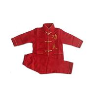 Kids Boys Traditional Chinese Outfit K ng Fu Embroidery Tang Un form M rtial Arts Suits Jacket Pants 2 Piece Set Wing Chun Tracksuit (Red, 8 Years)