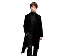 Kids Boys' Trench Coat Double-Breasted School Dress Coats, Wool Blend Windbreaker Peacoat Lapel Classic Overcoat Autumn Winter Outwear Black 11 Years